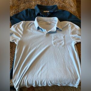 (2) for 1 - Outerknown Slow Tide Men’s Polos - Light Blue & Dark Blue - Medium